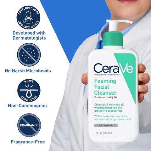 CERAVE FOAMING FACIAL CLEANSER 355ML - Image 3