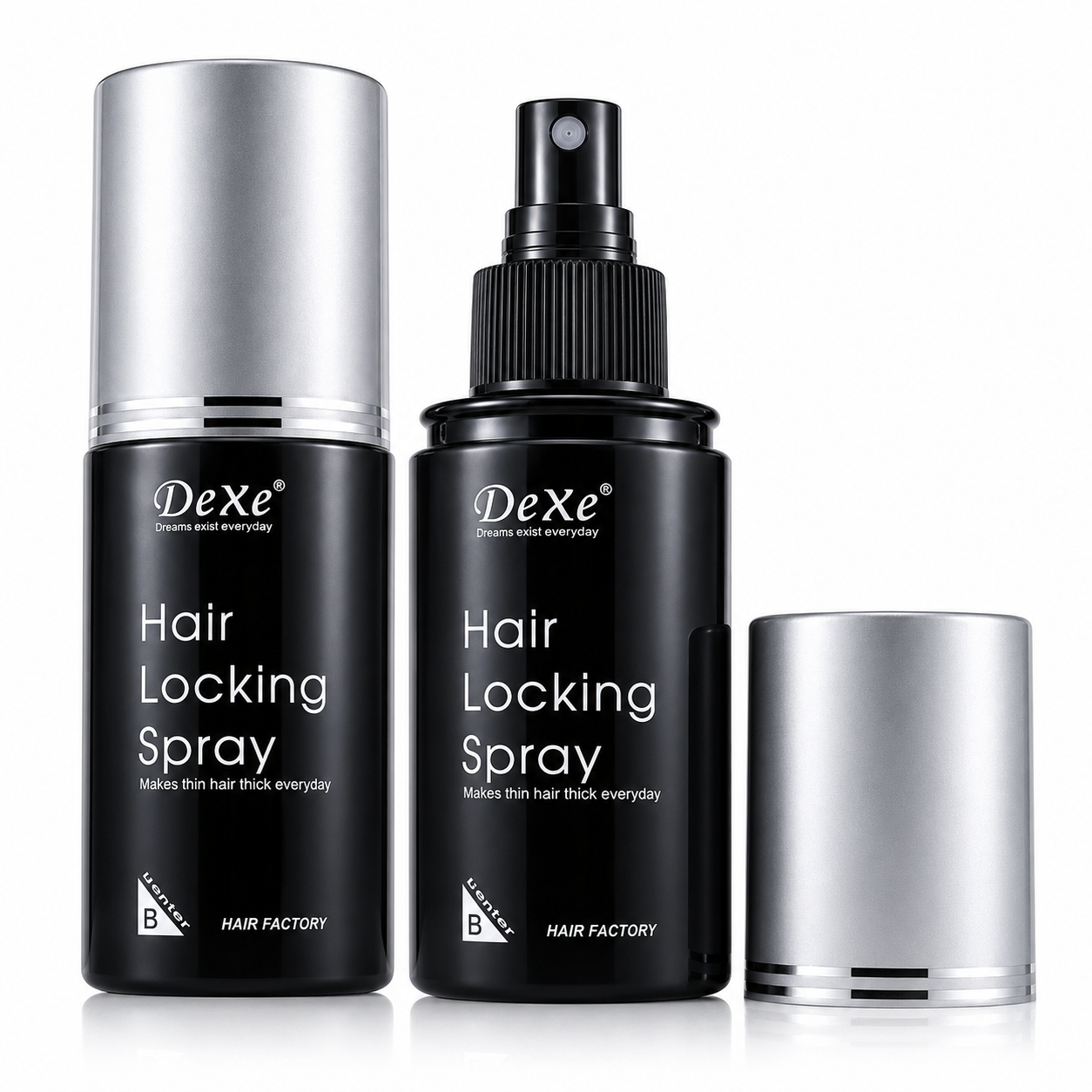 DEXE HAIR BUILD FIBER+SPRAY BLACK 22g+100ML - Image 3