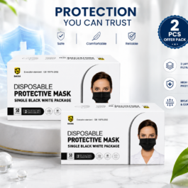 DADA PROTECTIVE MASK 50S SINGLE BLACK&WHITE OFFERE PACK-PACK OF 2